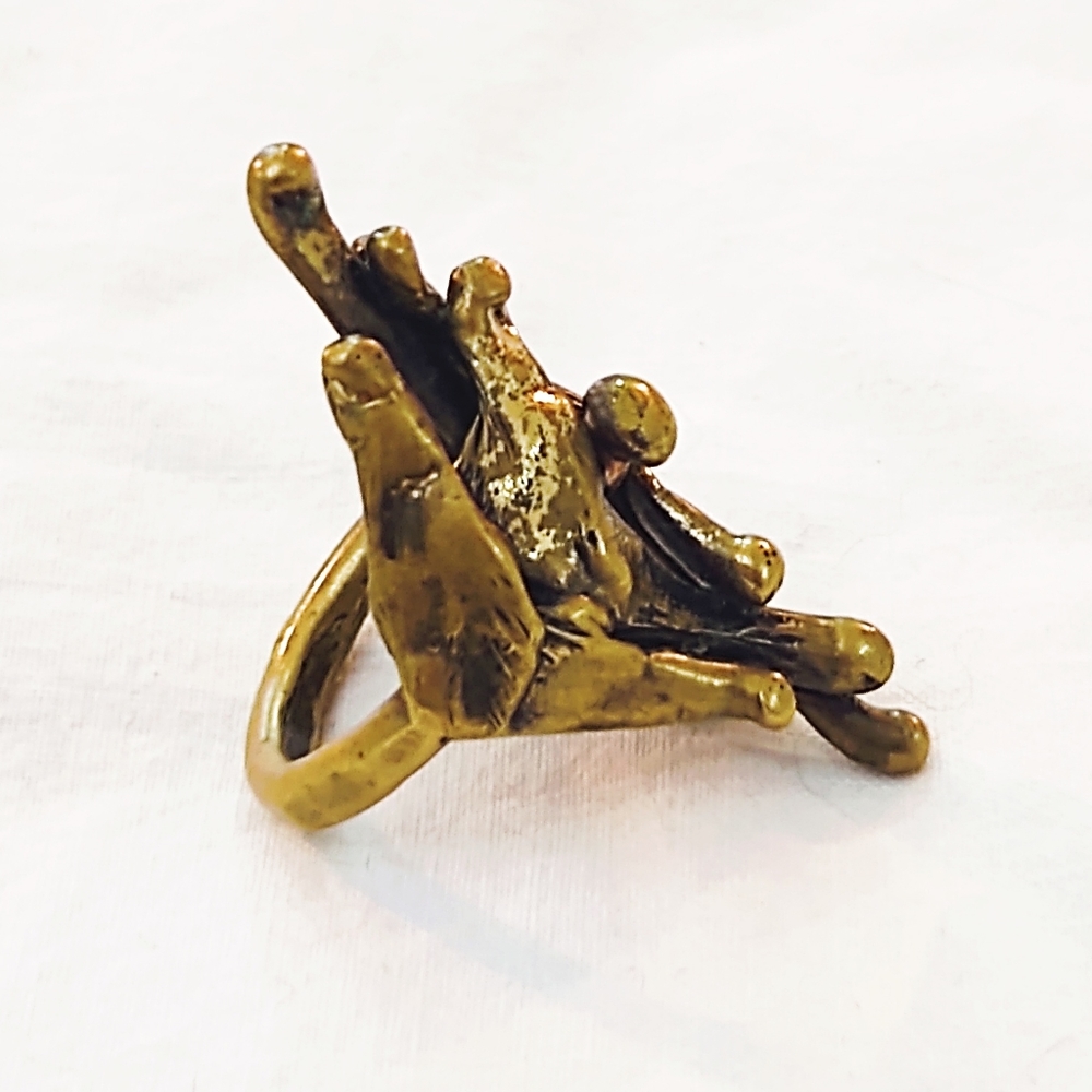 Vintage Handmade Bronze Brutalist Modernist  Ring- Size 7 - Picture 7 of 9